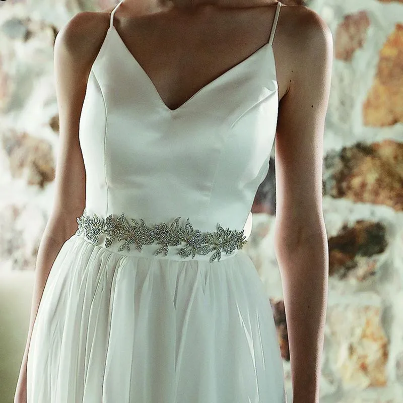 Grace Sashes Handmade Rhinestone Flower Waist Chain For Bridal