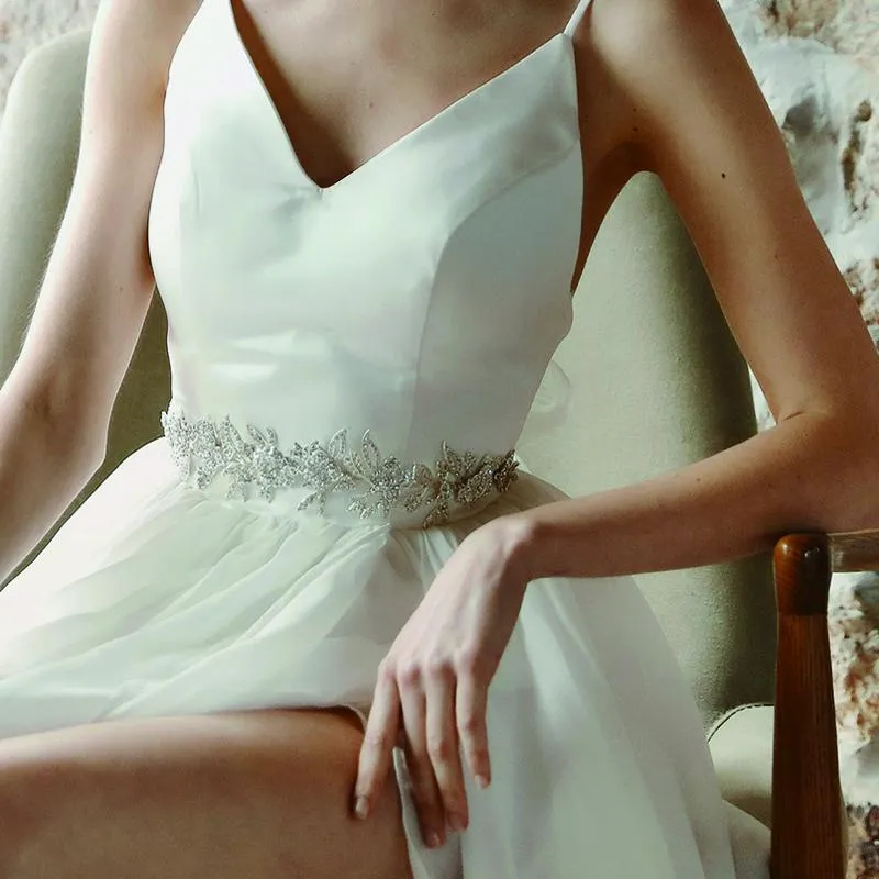Grace Sashes Handmade Rhinestone Flower Waist Chain For Bridal