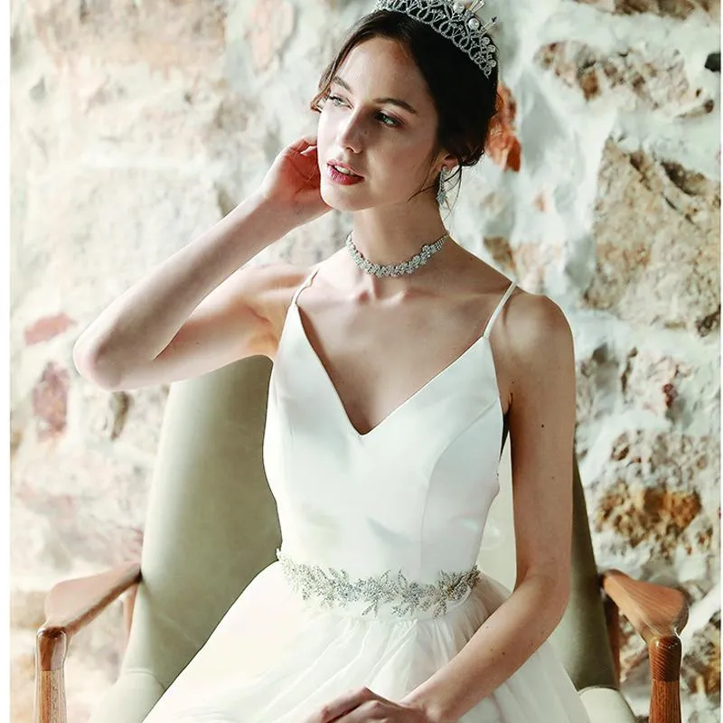 Grace Sashes Handmade Rhinestone Flower Waist Chain For Bridal