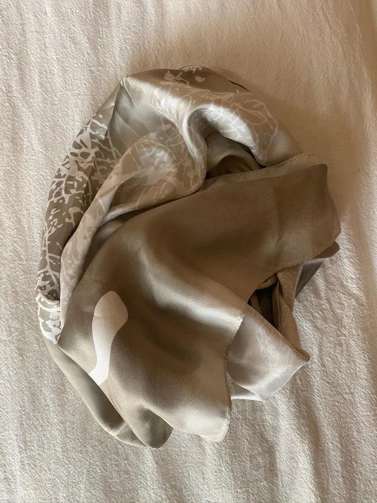 Gray Patterned Silk Scarf