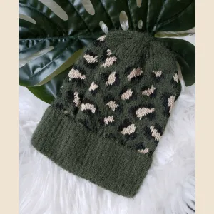 Green Leopard Beanie
