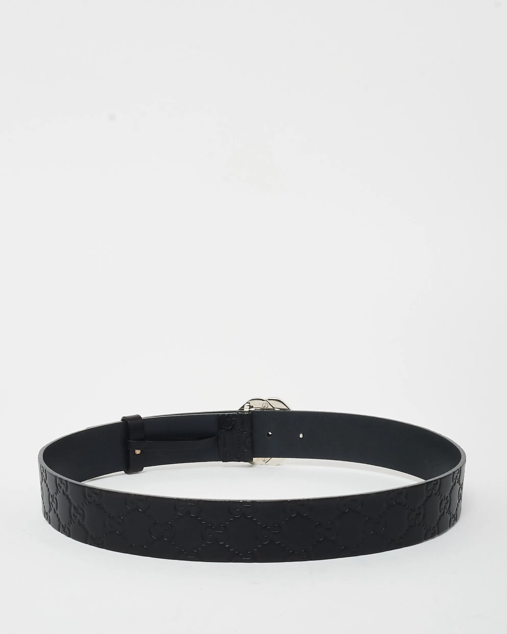 Gucci Black Guccissima Leather Square GG Belt - 85/34