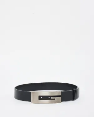 Gucci Black Leather Large G Belt - 75/30