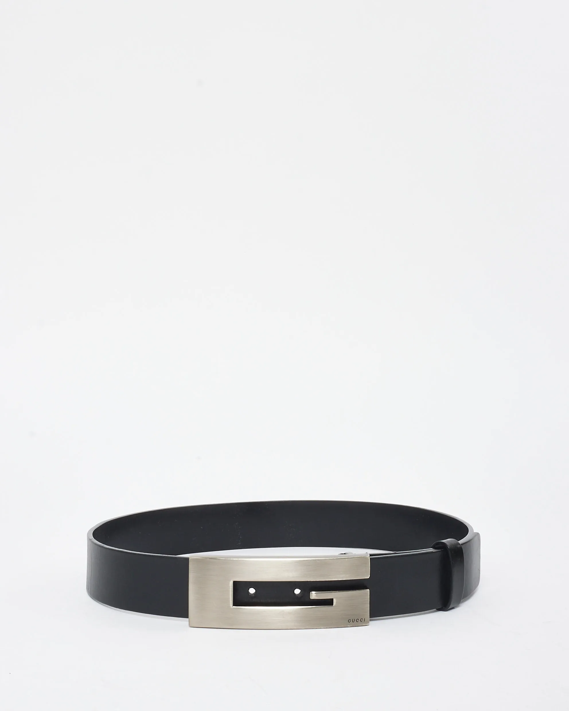 Gucci Black Leather Large G Belt - 75/30