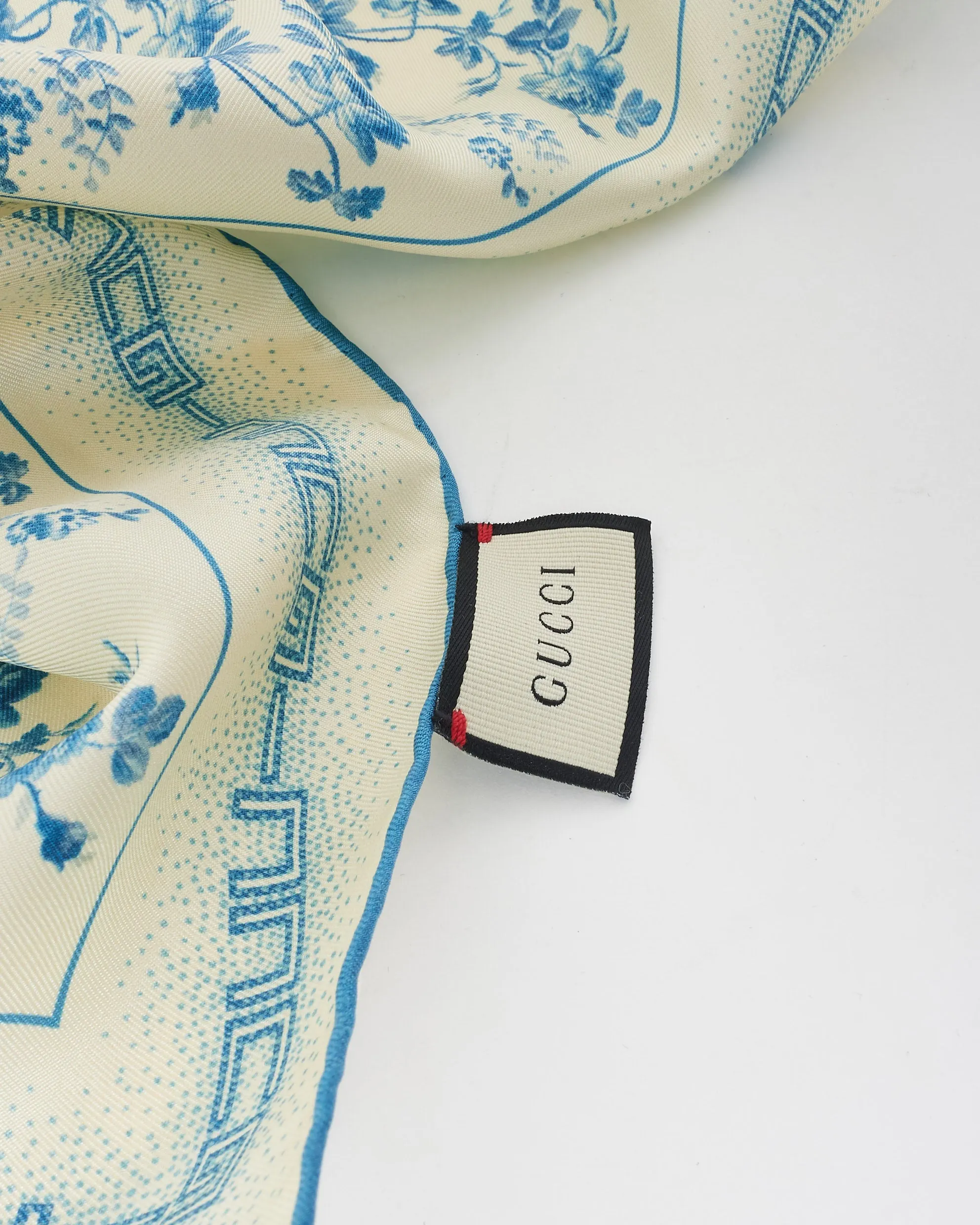 Gucci Blue Floral Silk Square Scarf