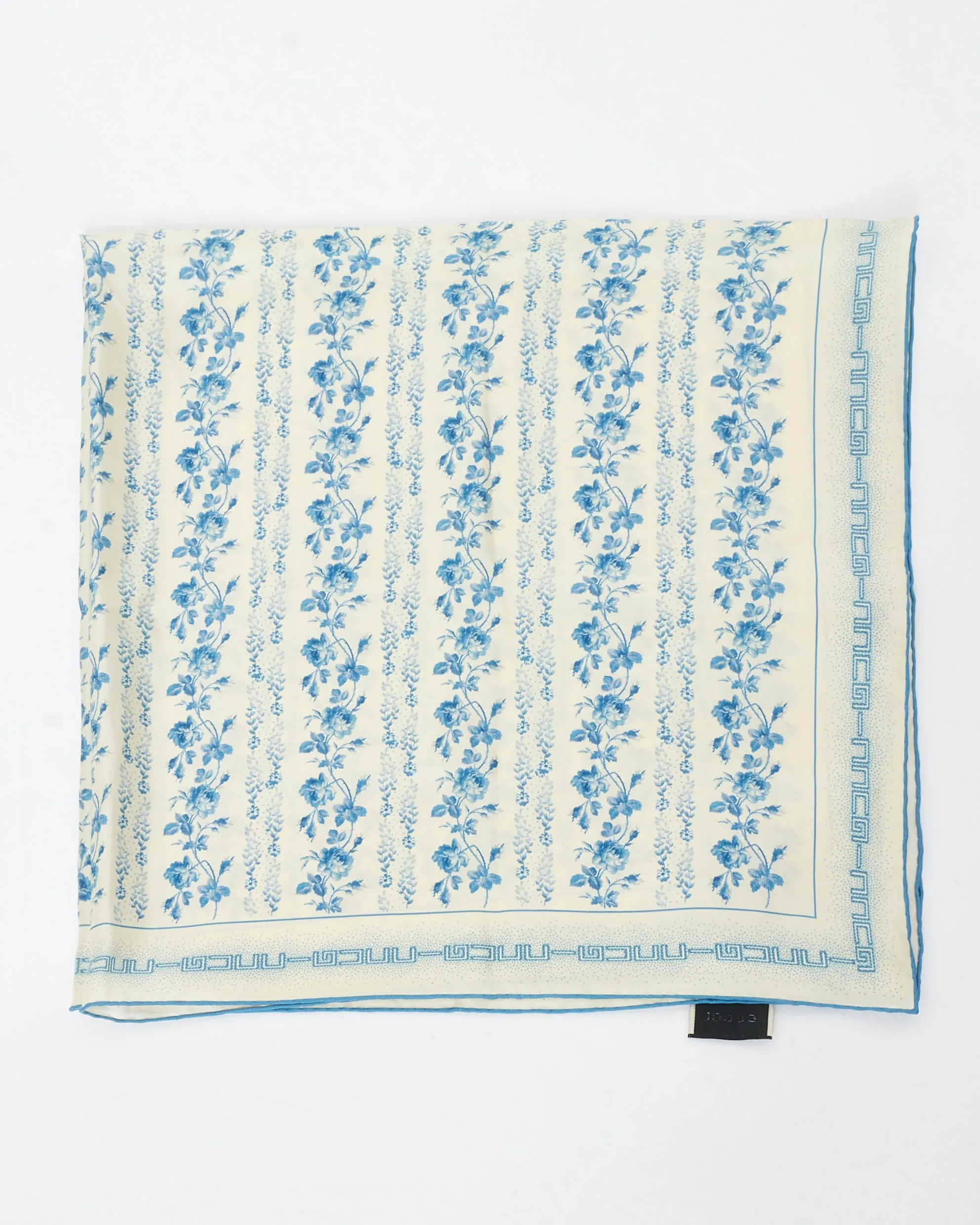 Gucci Blue Floral Silk Square Scarf