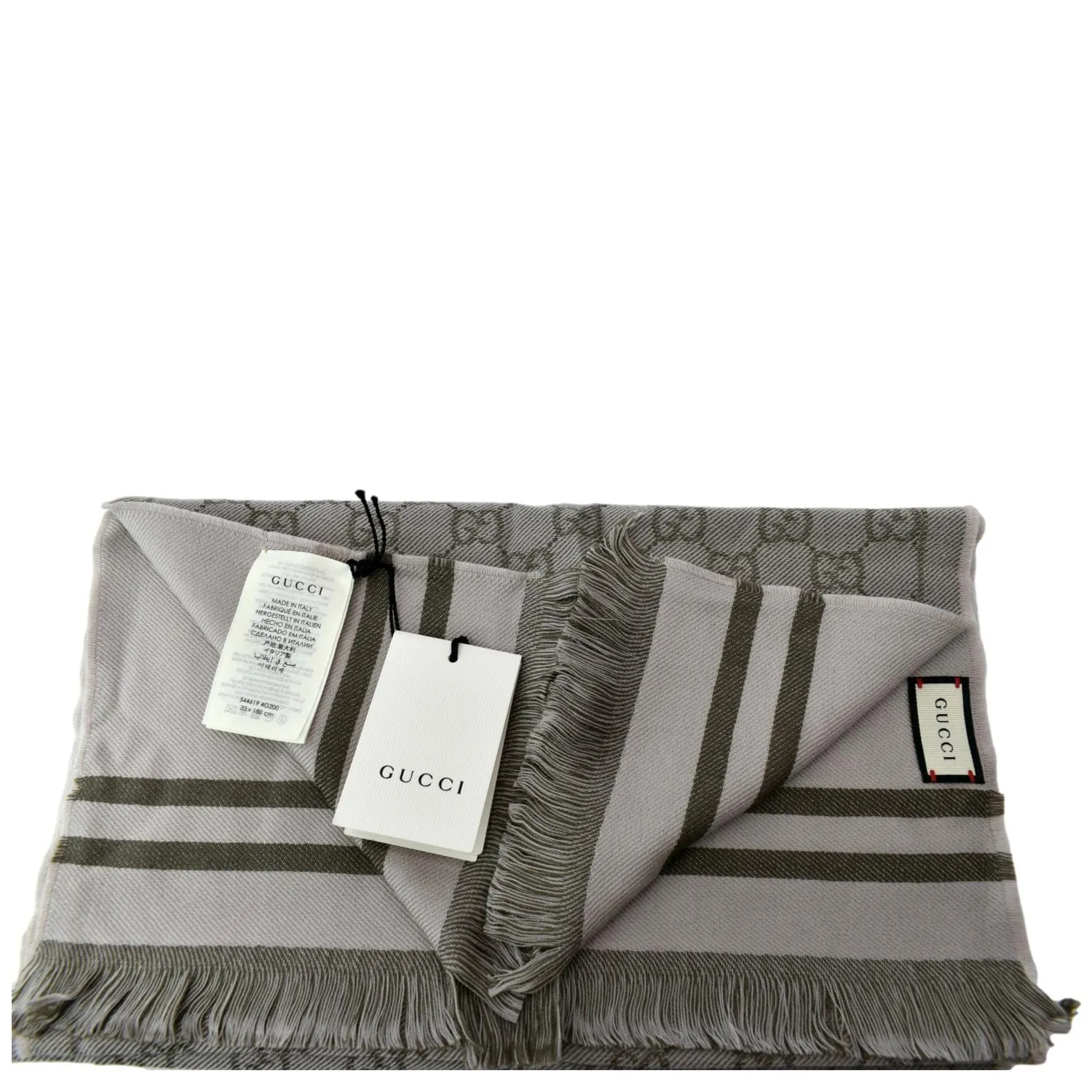 GUCCI GG Scarf Grey Wool 544619