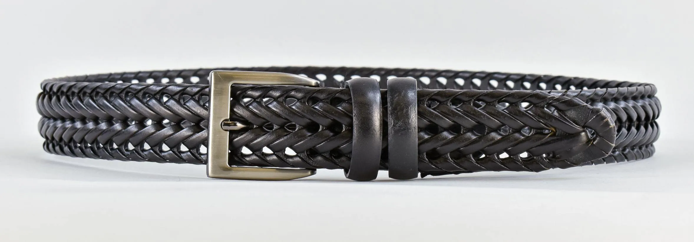 Gun Hill Men's Plaited Leather Belt Black Tan