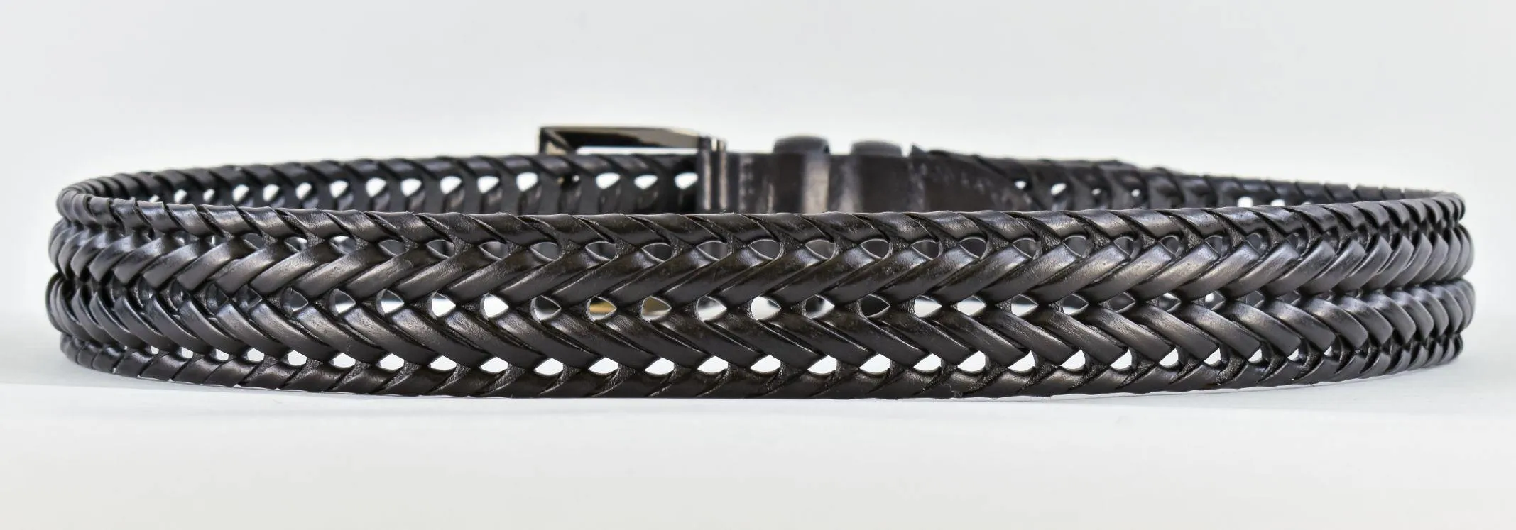 Gun Hill Men's Plaited Leather Belt Black Tan