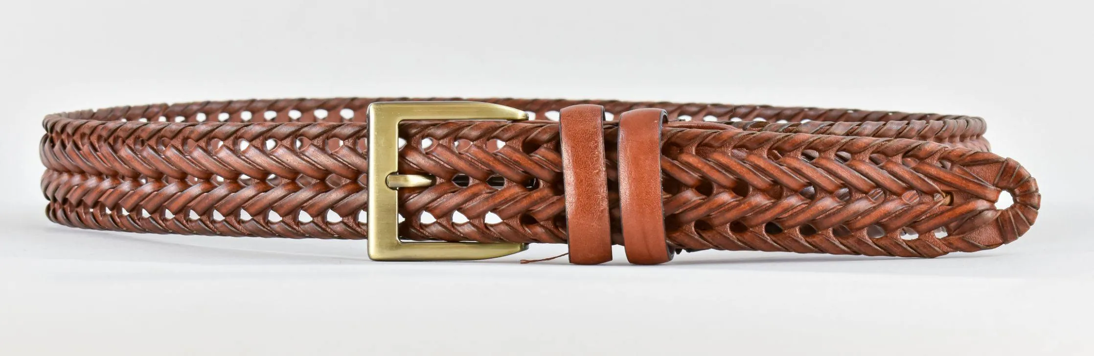 Gun Hill Men's Plaited Leather Belt Black Tan