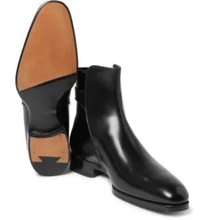 Handmade Black Ankle High Leather Boot for Men