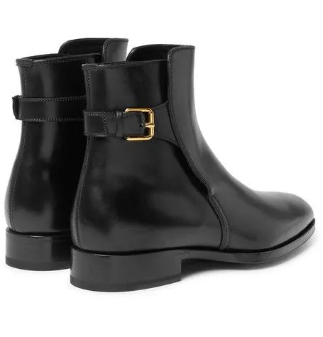 Handmade Black Ankle High Leather Boot for Men