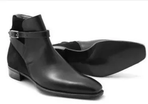 Handmade Black Ankle Leather Boots for Men