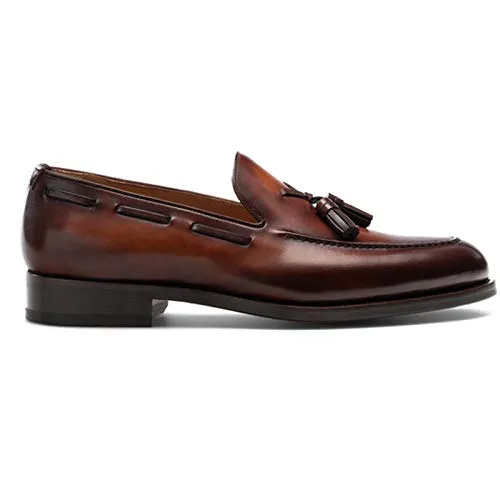 Handmade Brown Leather Formal Dress Loafers for Men