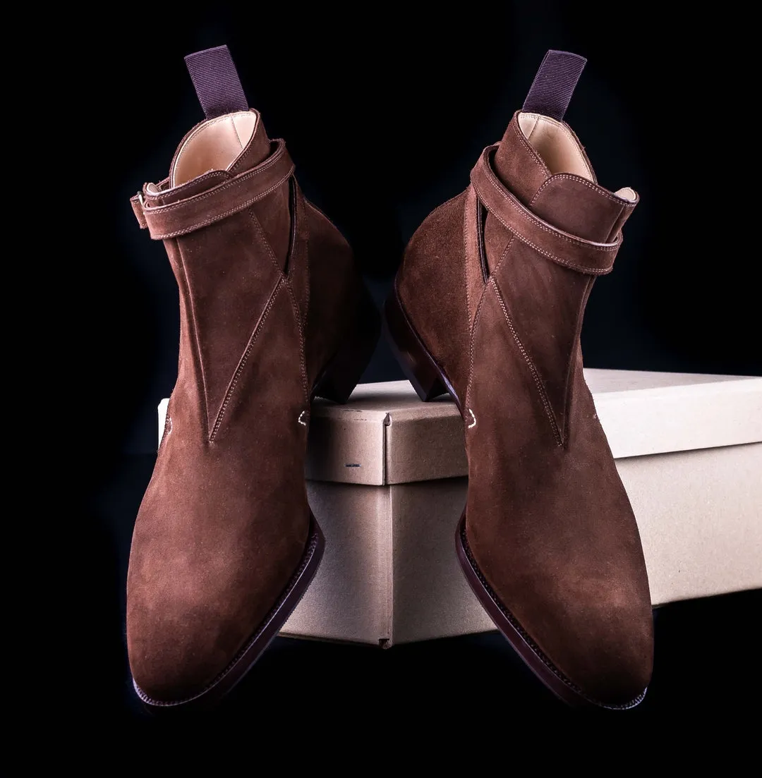 Handmade Brown Suede Jodhpurs Boots for Men