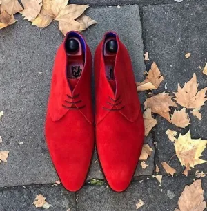 Handmade Cap Toe Suede Chukka Boots for Men