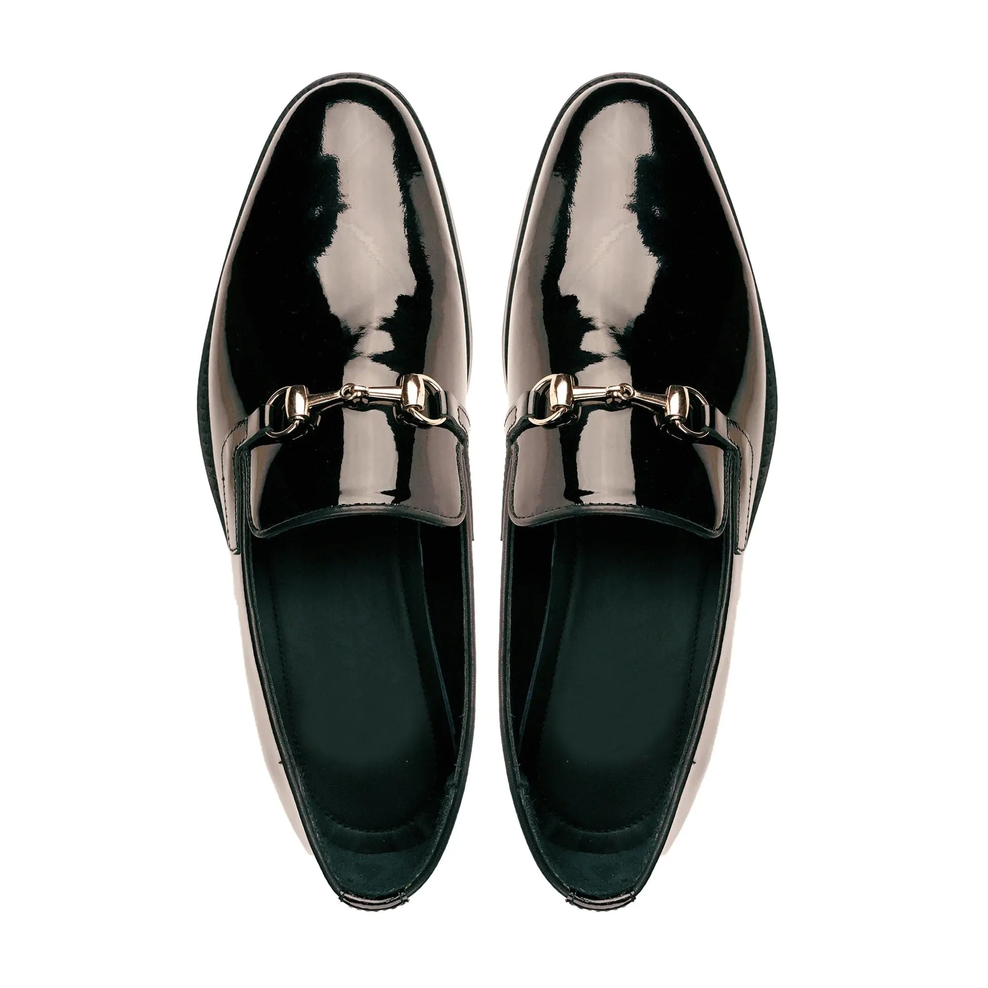 Handmade Custom Black Patent Leather Mens Loafers