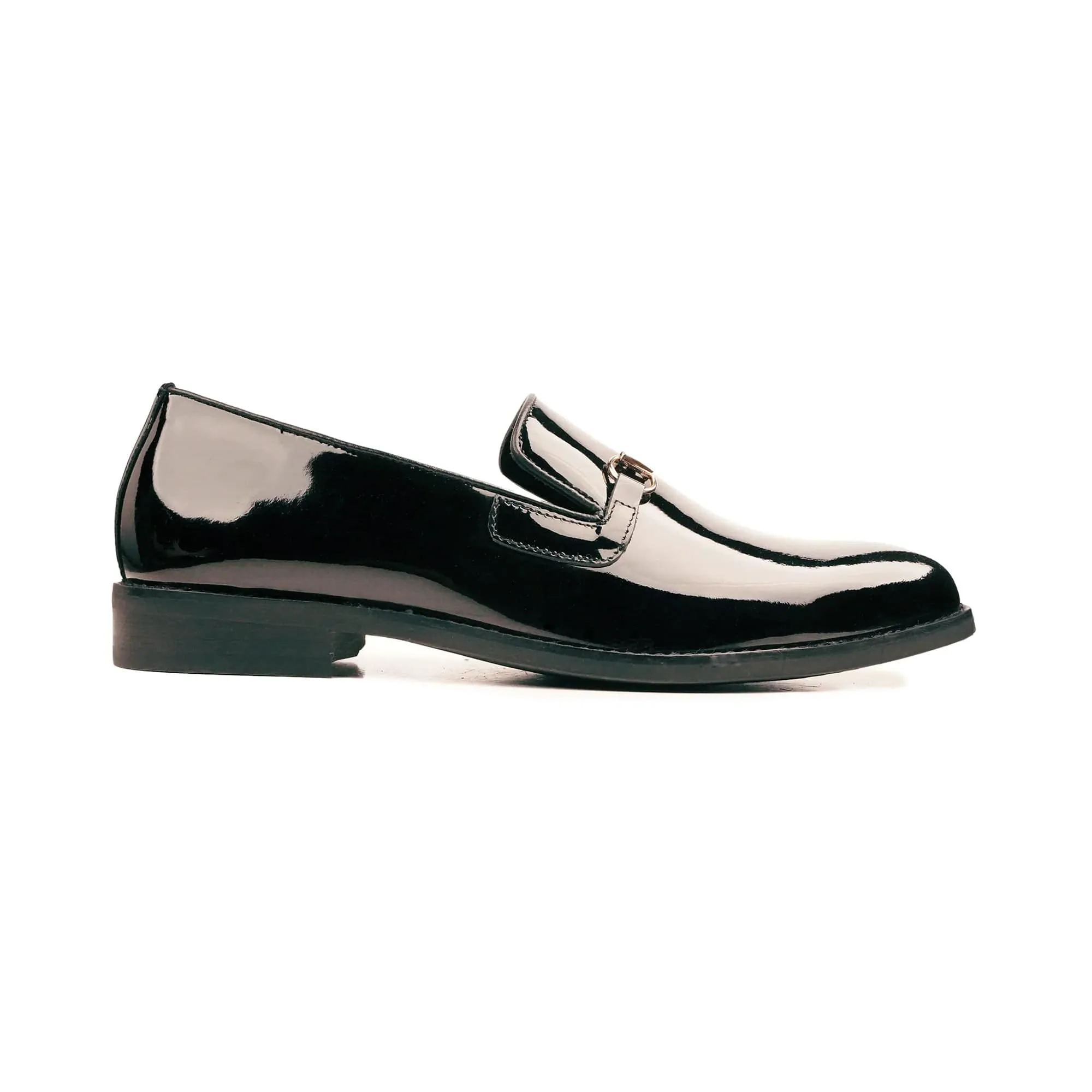 Handmade Custom Black Patent Leather Mens Loafers