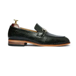 Handmade Custom Calf Leather Black Mens Loafers