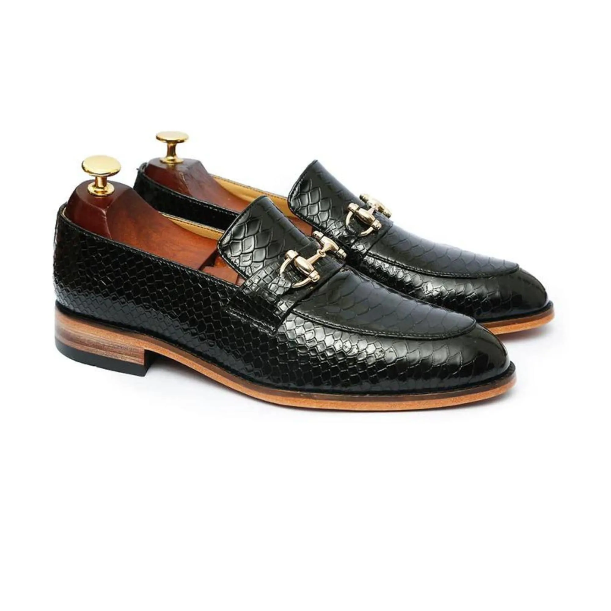 Handmade Custom Calf Leather Black Mens Loafers