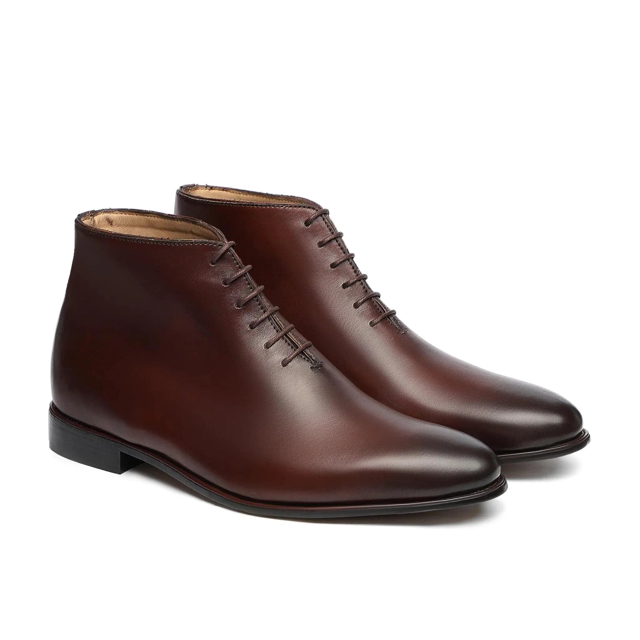 Handmade Custom Calf Leather Brown Dress Chukka Boots For Men