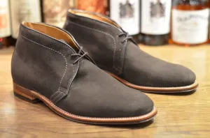 Handmade Dark Gray Suede Chukka Boots for Men