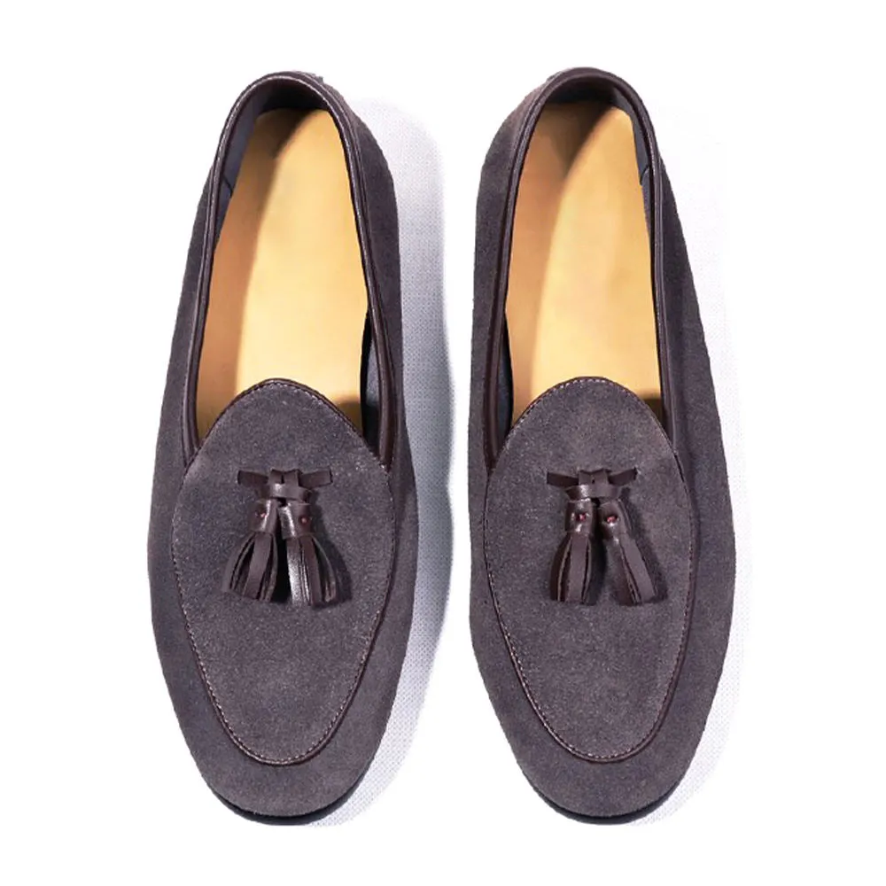 Handmade Full Grain Suede Slip-On Loafers for Men