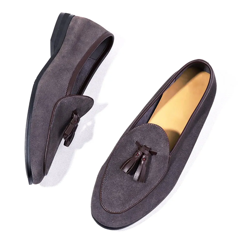 Handmade Full Grain Suede Slip-On Loafers for Men