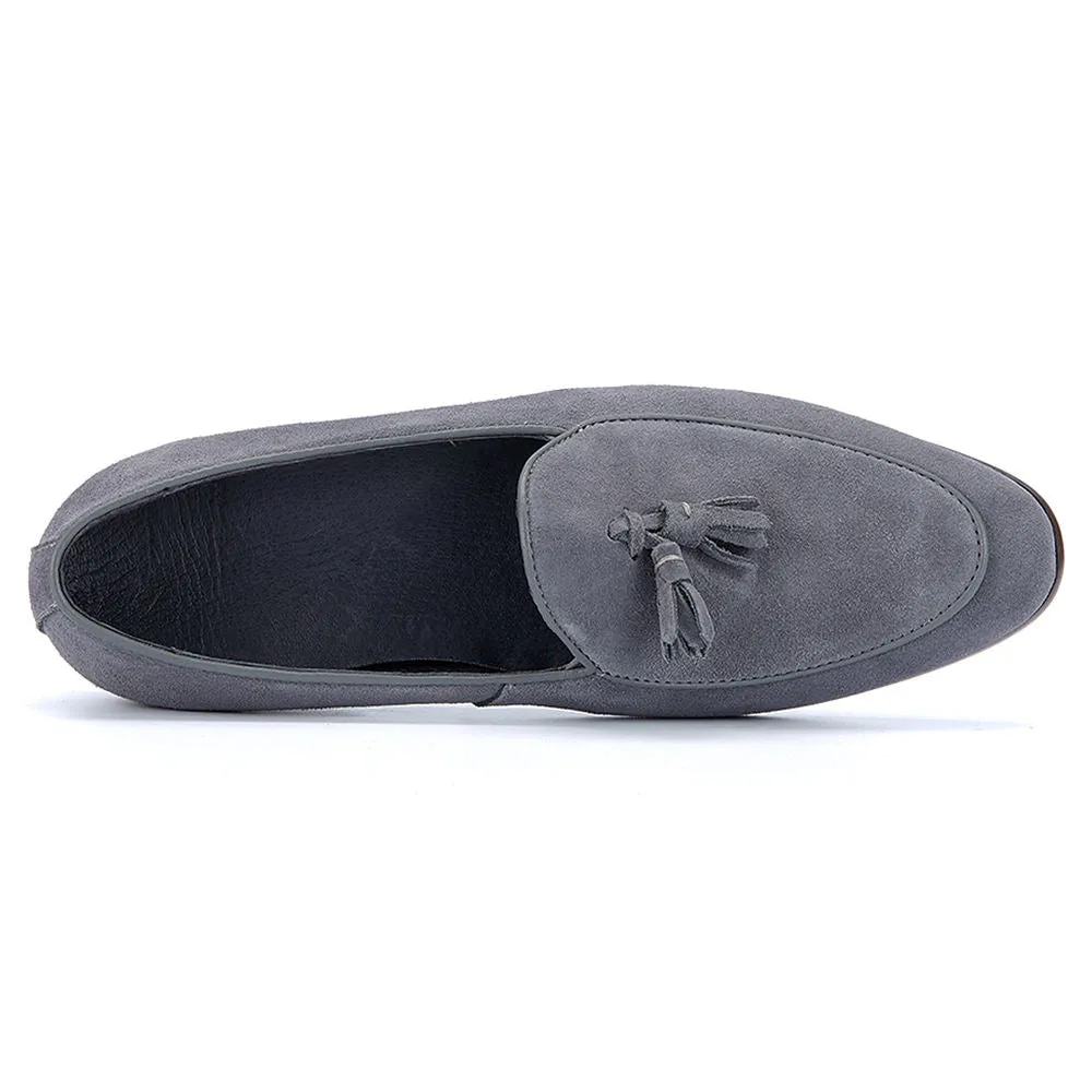 Handmade Full Grain Suede Tassel Loafers - Elegant Casual Shoes