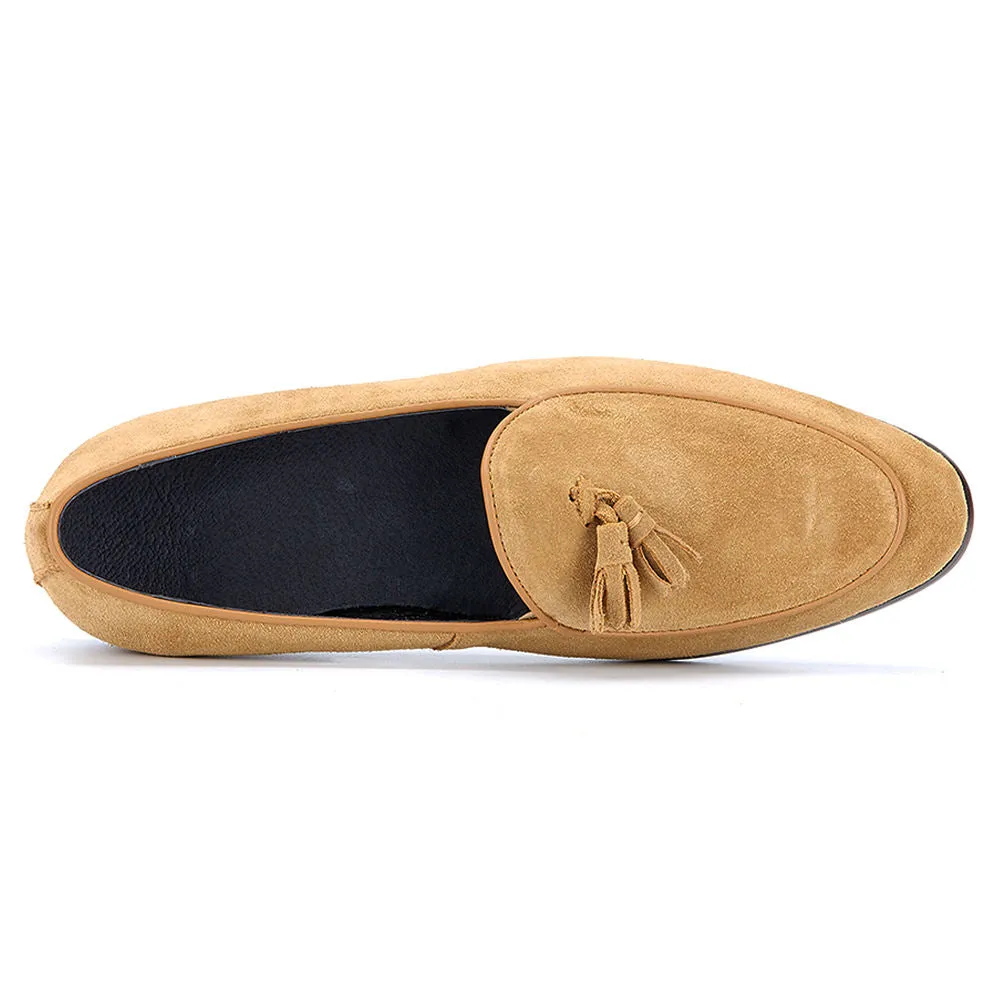 Handmade Full Grain Suede Tassel Loafers - Elegant Casual Shoes