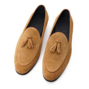 Handmade Full Grain Suede Tassel Loafers - Elegant Casual Shoes