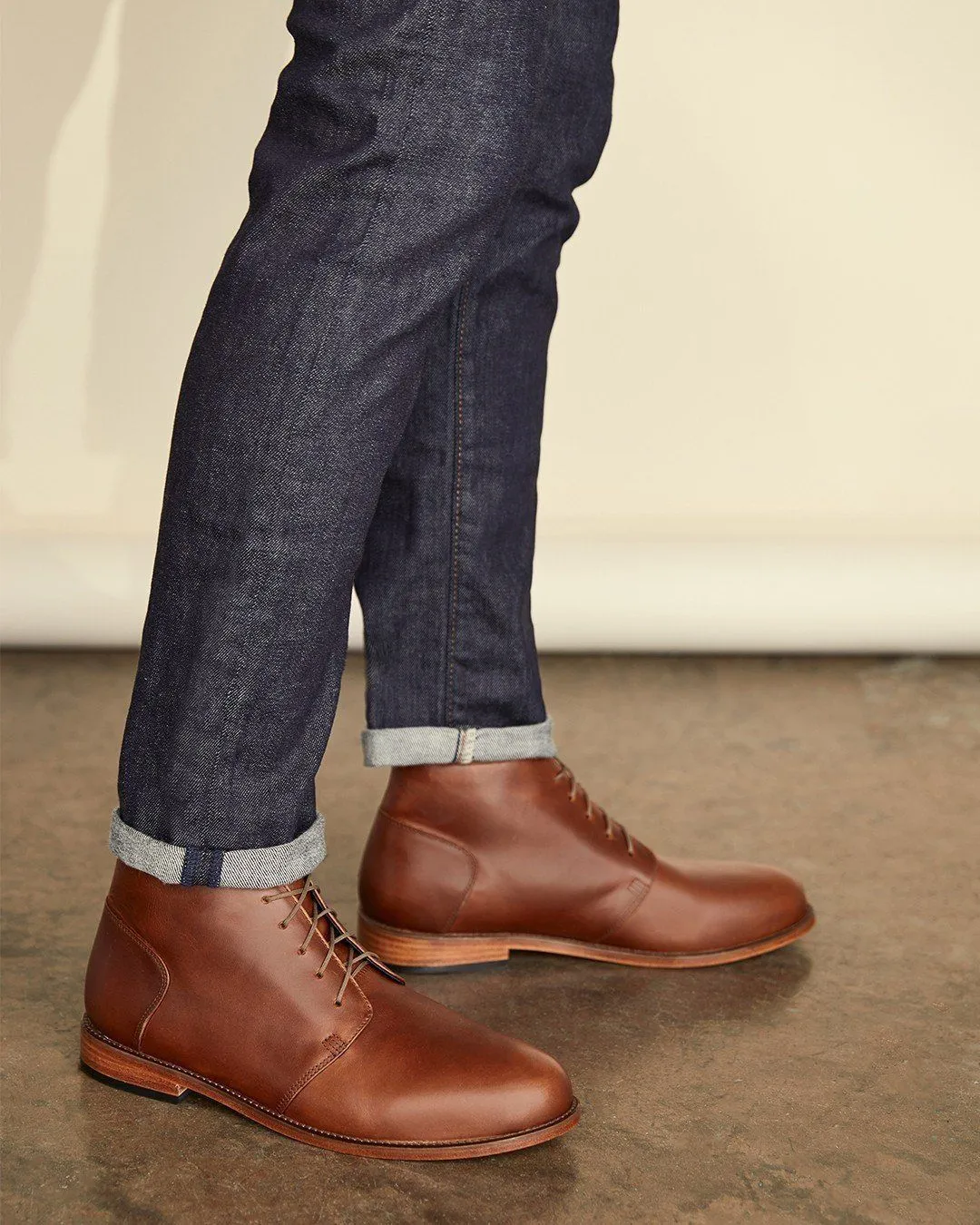 Handmade Tan Brown Leather Chukka Boots for Men