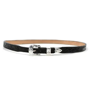 Handmade Tooled Leather Hat Band - Black