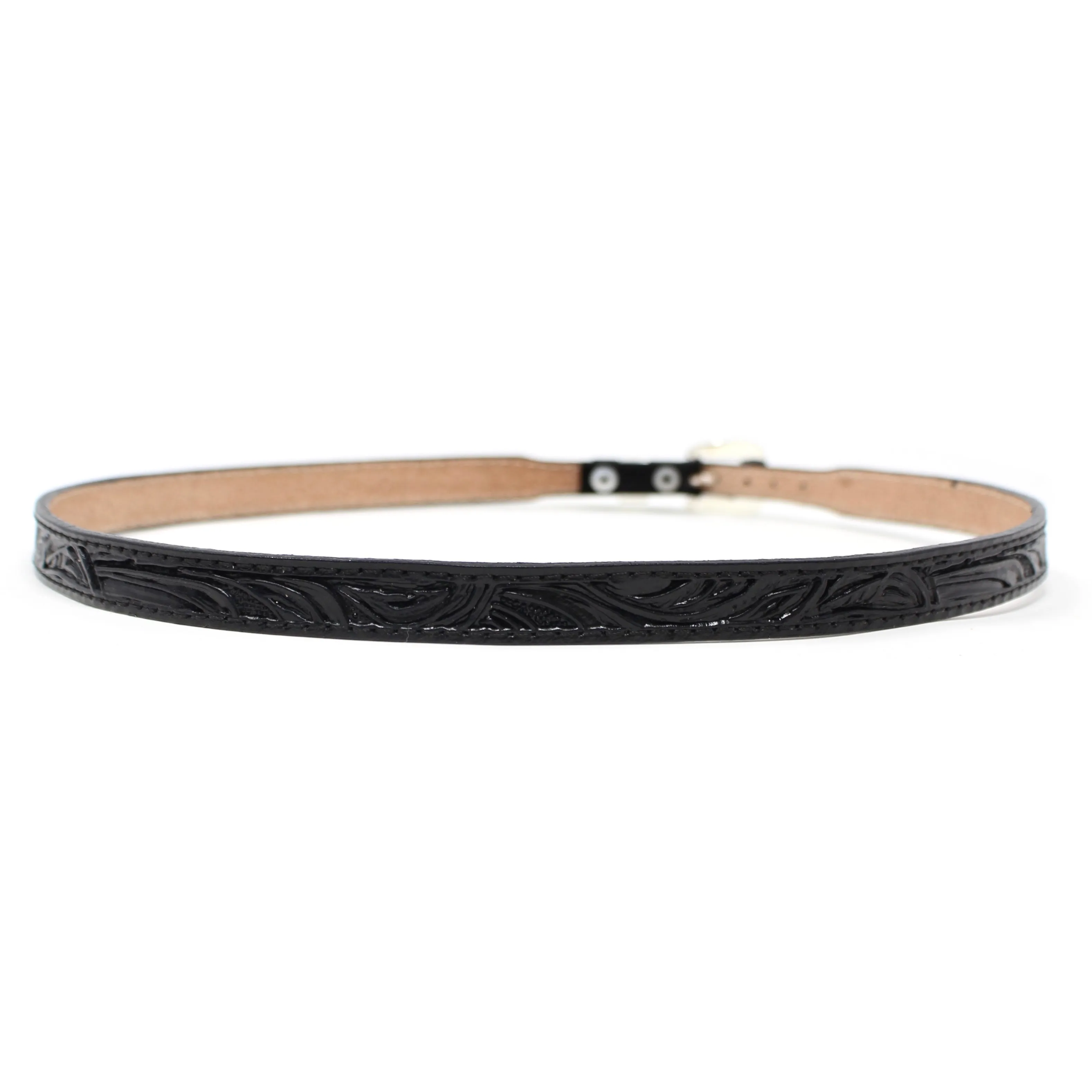Handmade Tooled Leather Hat Band - Black