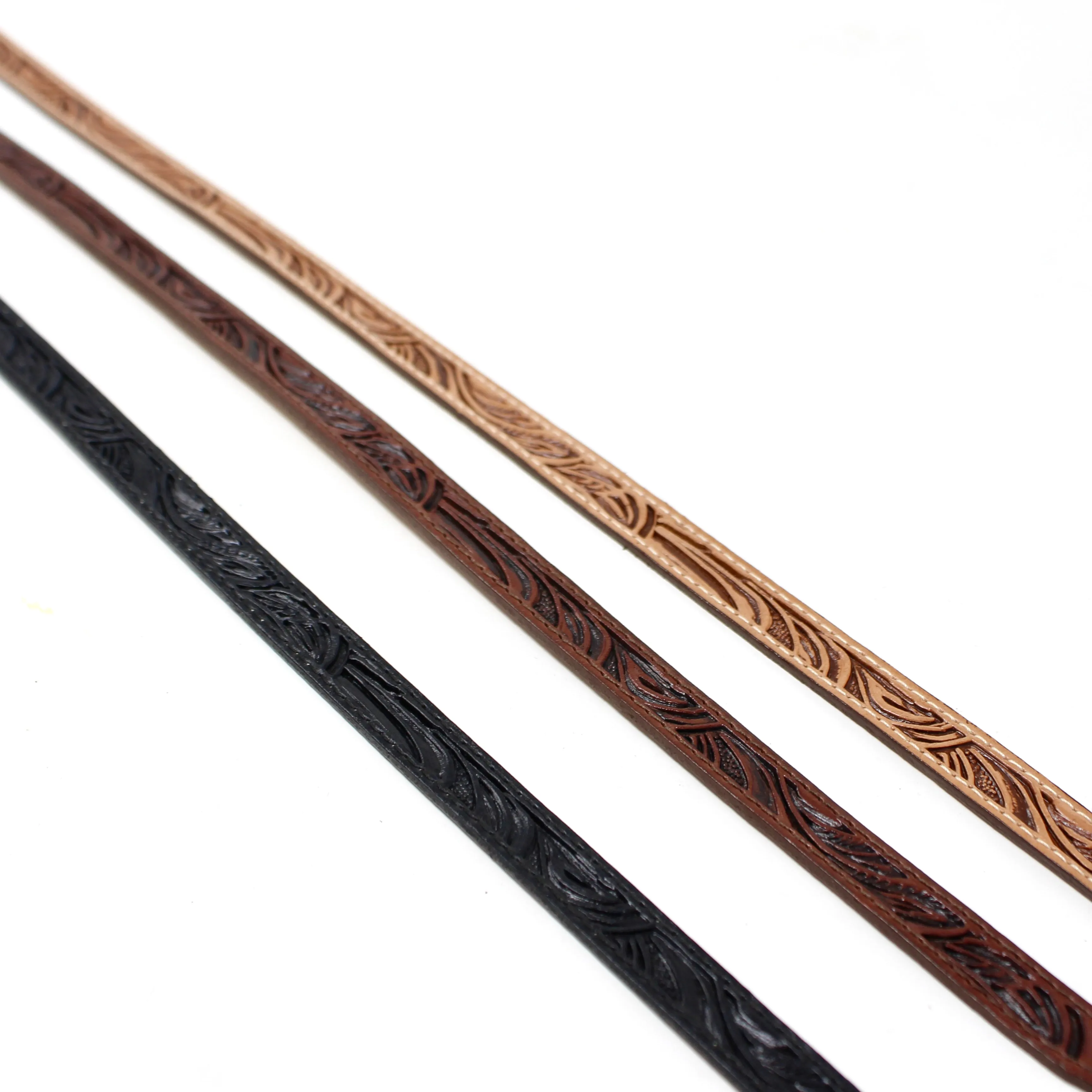 Handmade Tooled Leather Hat Band - Black