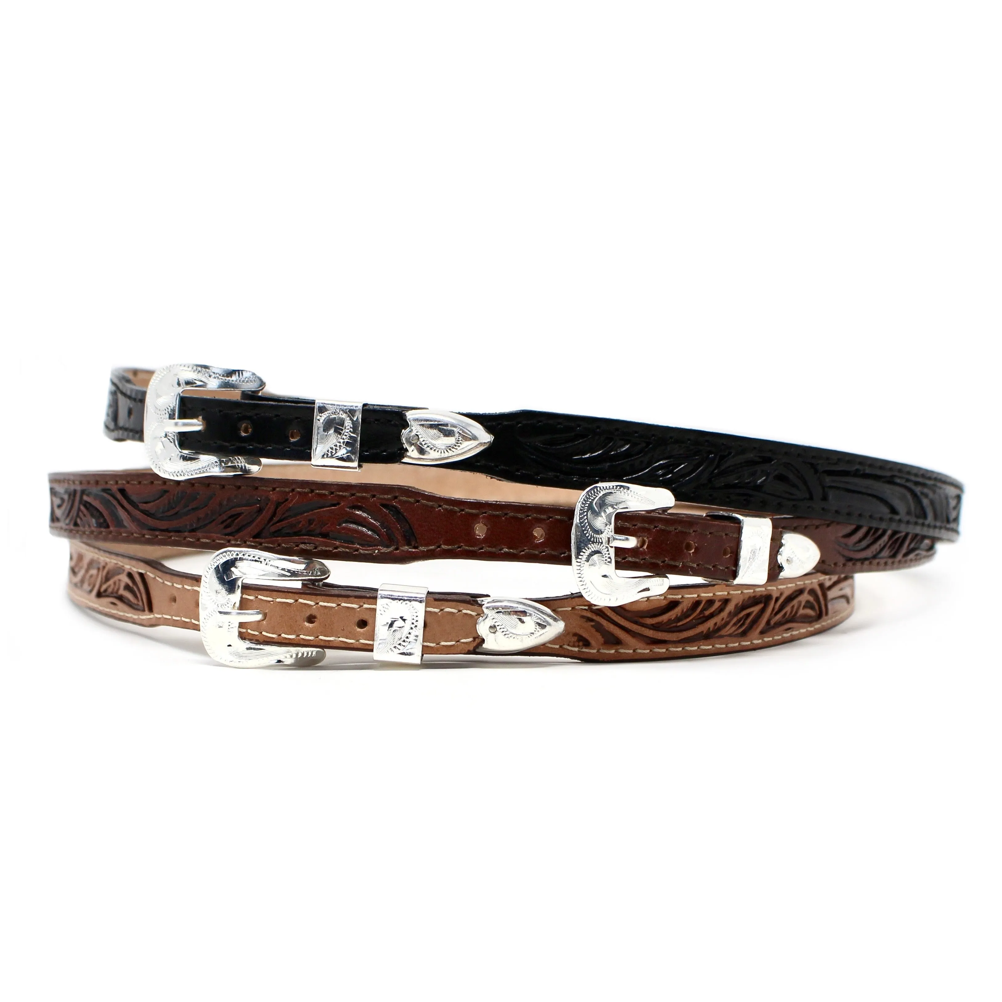 Handmade Tooled Leather Hat Band - Black