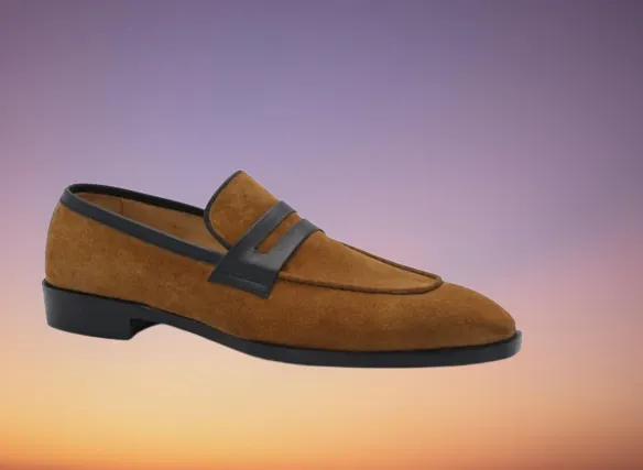 Handmade Two-Tone Suede Loafers for Men