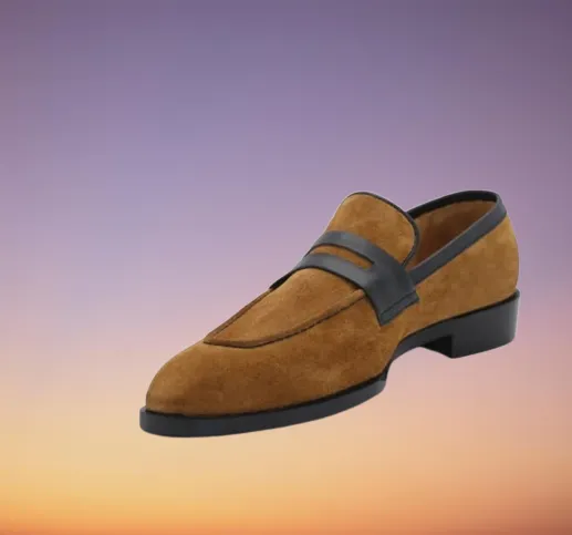 Handmade Two-Tone Suede Loafers for Men