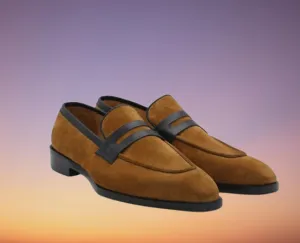 Handmade Two-Tone Suede Loafers for Men