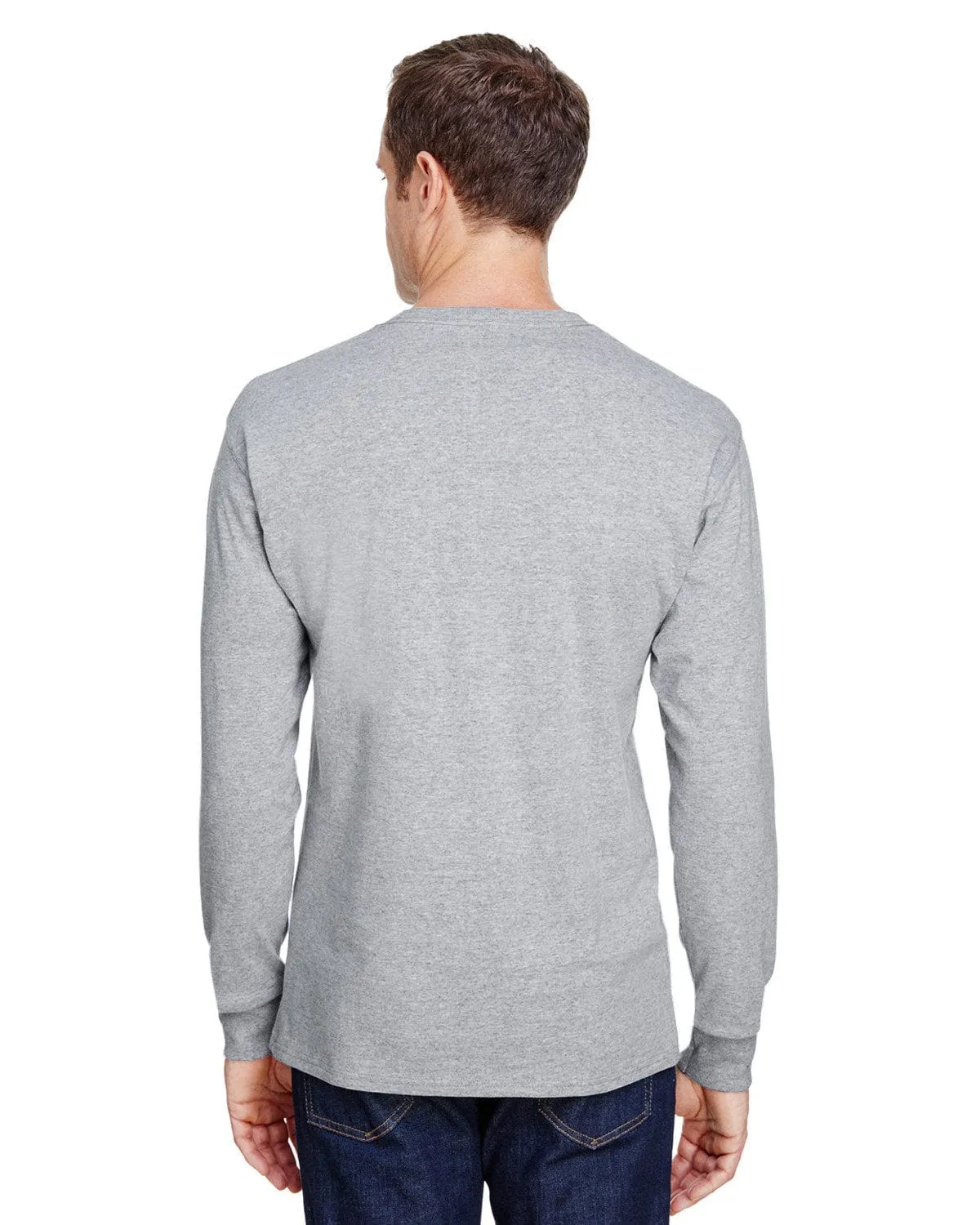 Hanes Workwear Long Sleeve Pocket T-Shirt | Light Steel