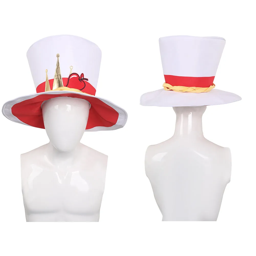 Hazbin Hotel Lucifer Cosplay White Top Hat Costume Accessories Outfits Halloween Carnival Suit