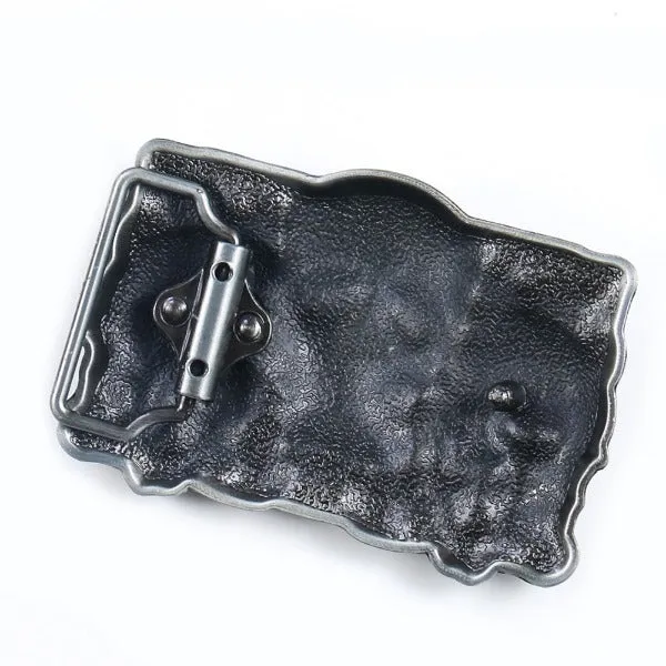 Hear, Speak, See No Evil Skull Belt Buckle