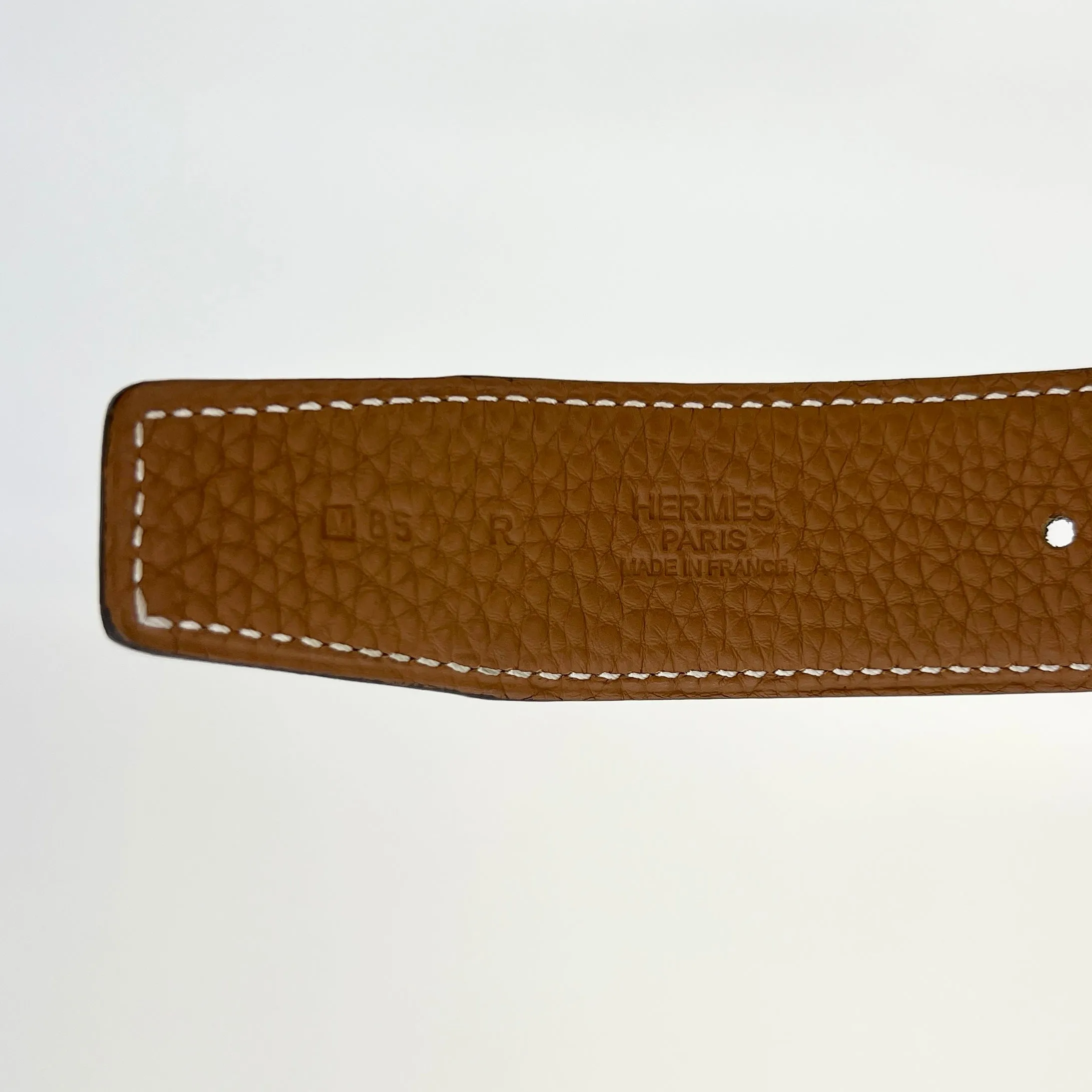 Hermes H Strie Buckle Reversible Belt Leather Medium 85 Black/Brown [Guaranteed Authentic]