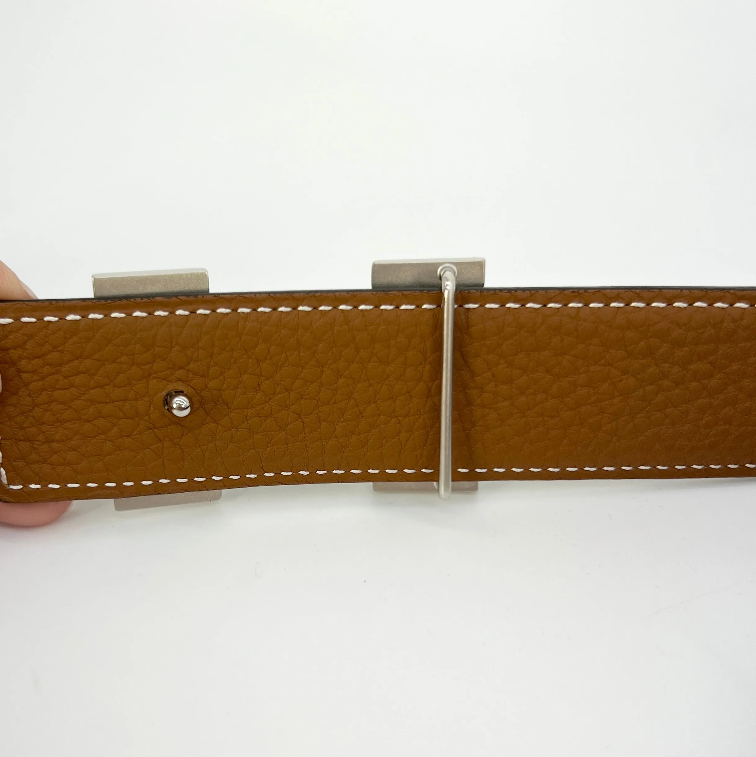 Hermes H Strie Buckle Reversible Belt Leather Medium 85 Black/Brown [Guaranteed Authentic]