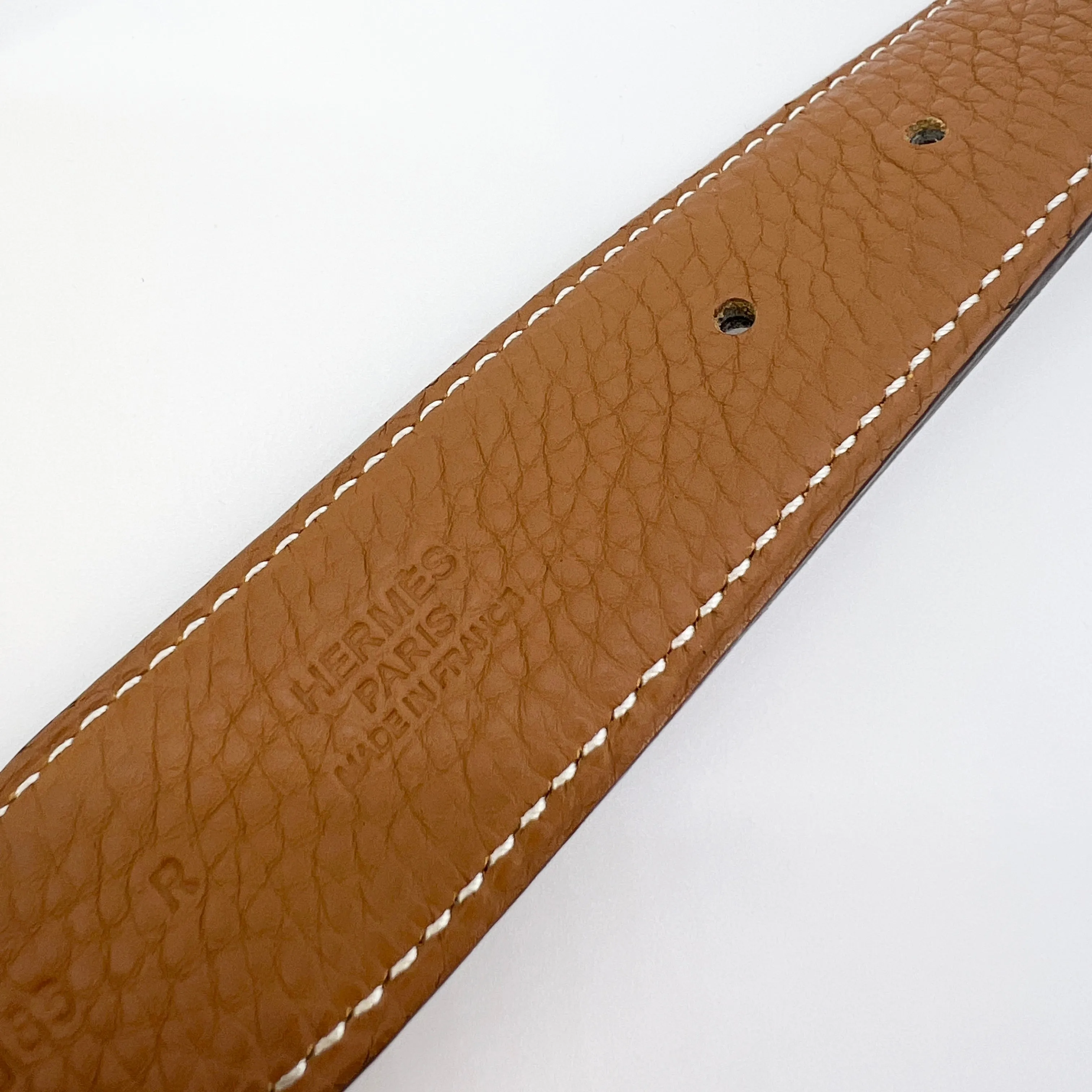 Hermes H Strie Buckle Reversible Belt Leather Medium 85 Black/Brown [Guaranteed Authentic]