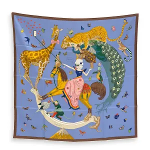 Hermes Story 90 Blue/Gris Scarf