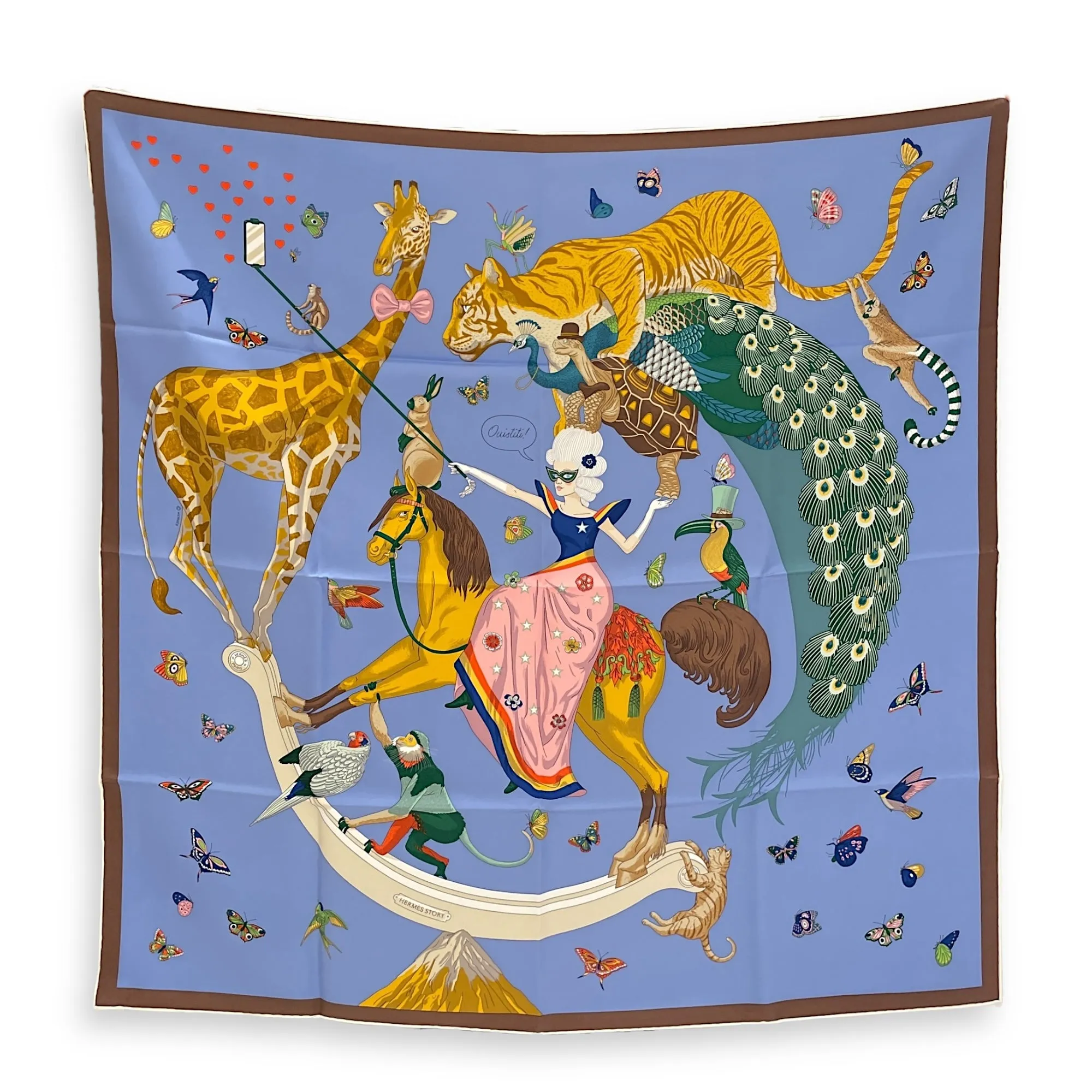 Hermes Story 90 Blue/Gris Scarf