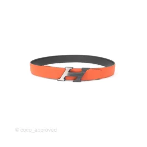 Hermès H Speed Belt Buckle & Reversible Leather Strap Black Silver Hardware 32mm