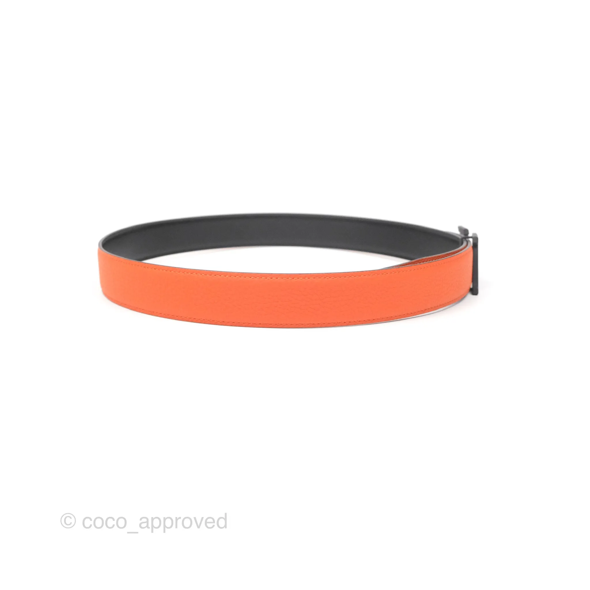 Hermès H Speed Belt Buckle & Reversible Leather Strap Black Silver Hardware 32mm