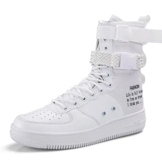 Hot Sale Fashion High Top Buckle Lovers Breathable Casual Sneakers zapatillas Personality street style couple shoes
